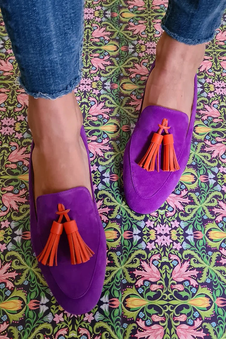 Purple Loafers – Comfortable Tassel Style