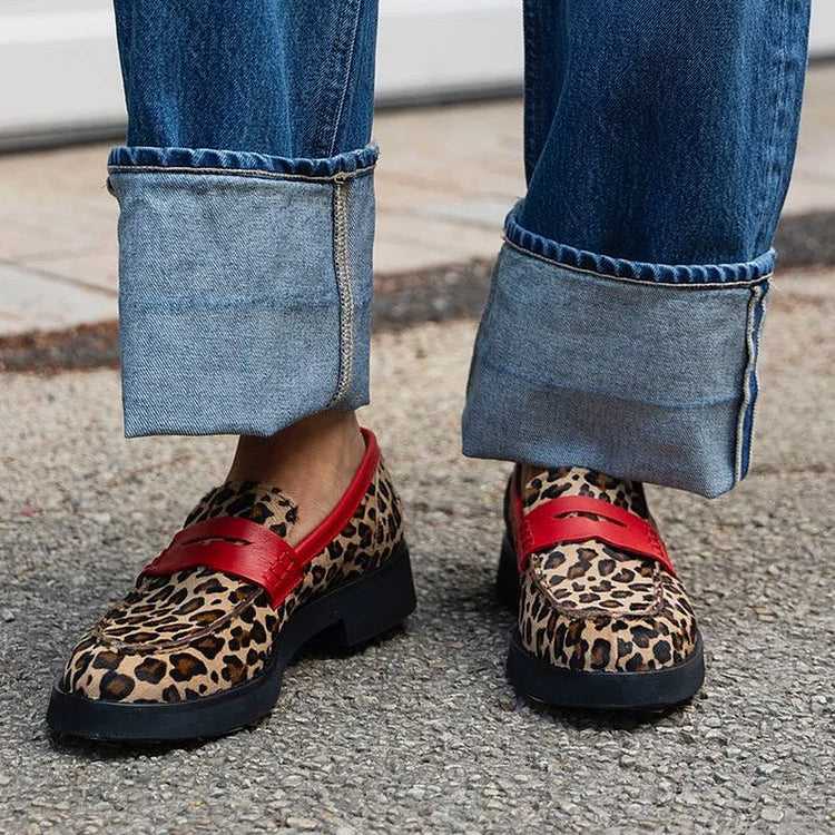 Leopard Print Loafer – Red Detail