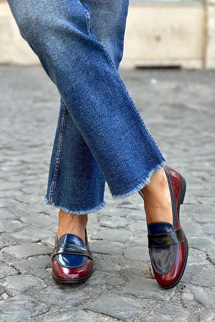 Shiny Tricolore Loafer – Bold Bicolor Design