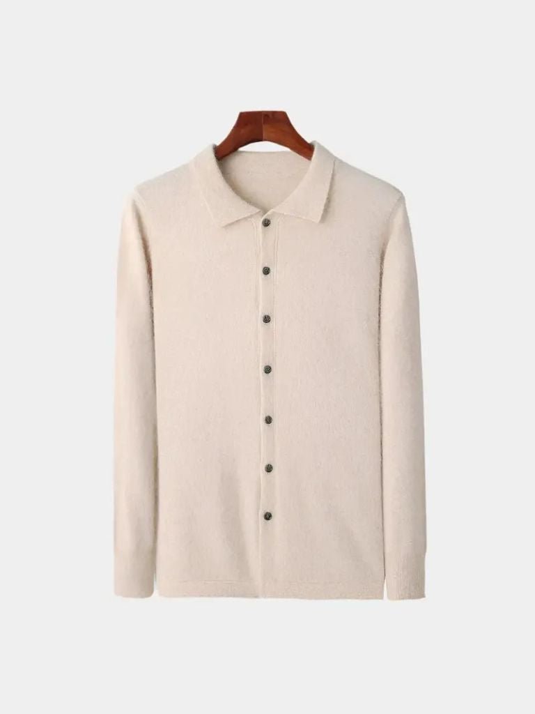 Cashmere Polo Cardigan – Luxury Knitwear, Soft Plush Sweater