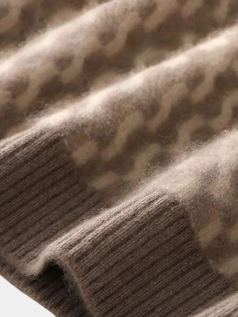 Wool Crew Neck Sweater – Geometric Pullover Jumper