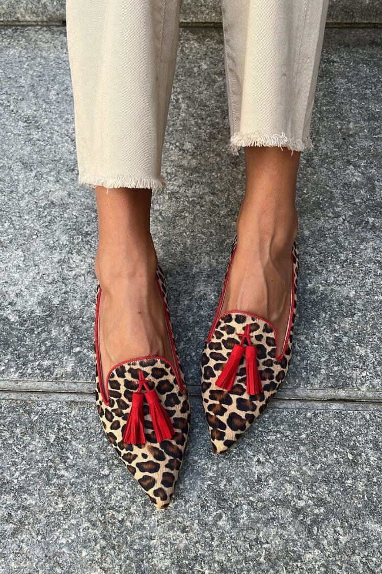 Pointed Loafer – Red Tassel Elegance