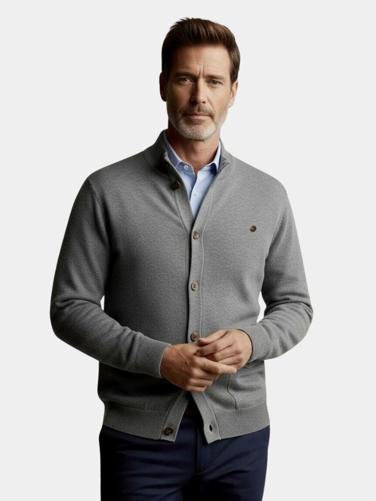 Cotton Stand Collar Cardigan | Breathable Cotton Sweater