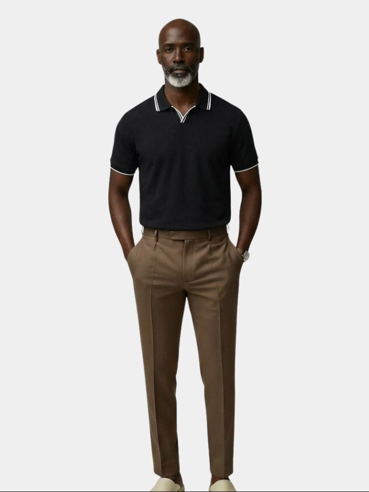 Black V-Neck Polo Classic Elegance