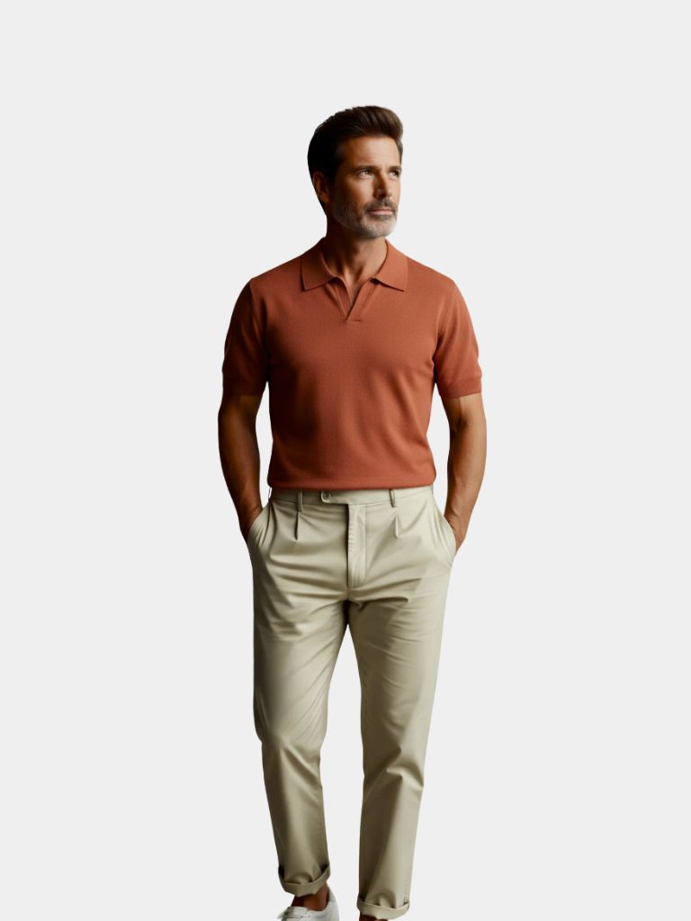 Buttonless Knit Polo Casual Shirt