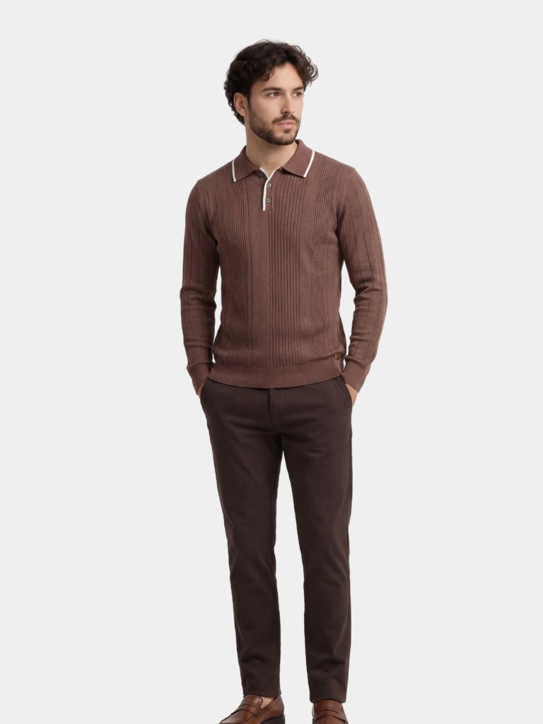 Vertical Ridge Sweater - Slim Fit Ribbed Knitwear