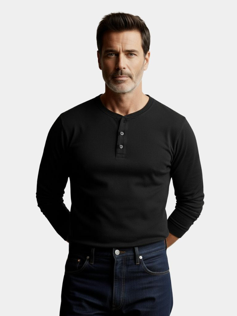 Long Sleeve Henley Minimalist Shirt