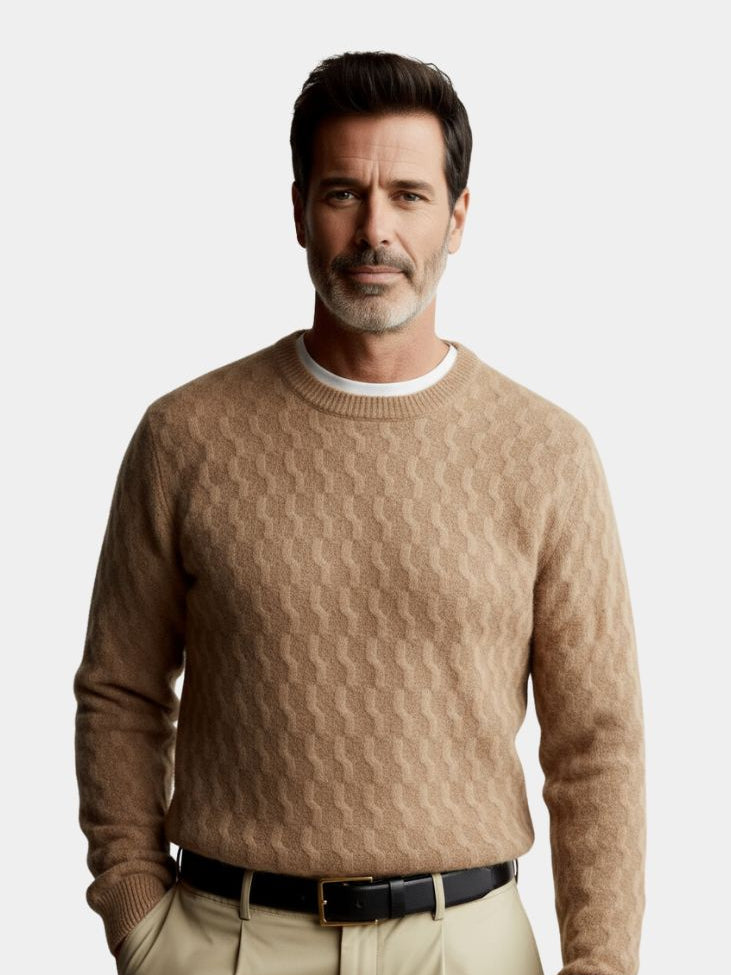 Wool Crew Neck Sweater – Geometric Pullover Jumper