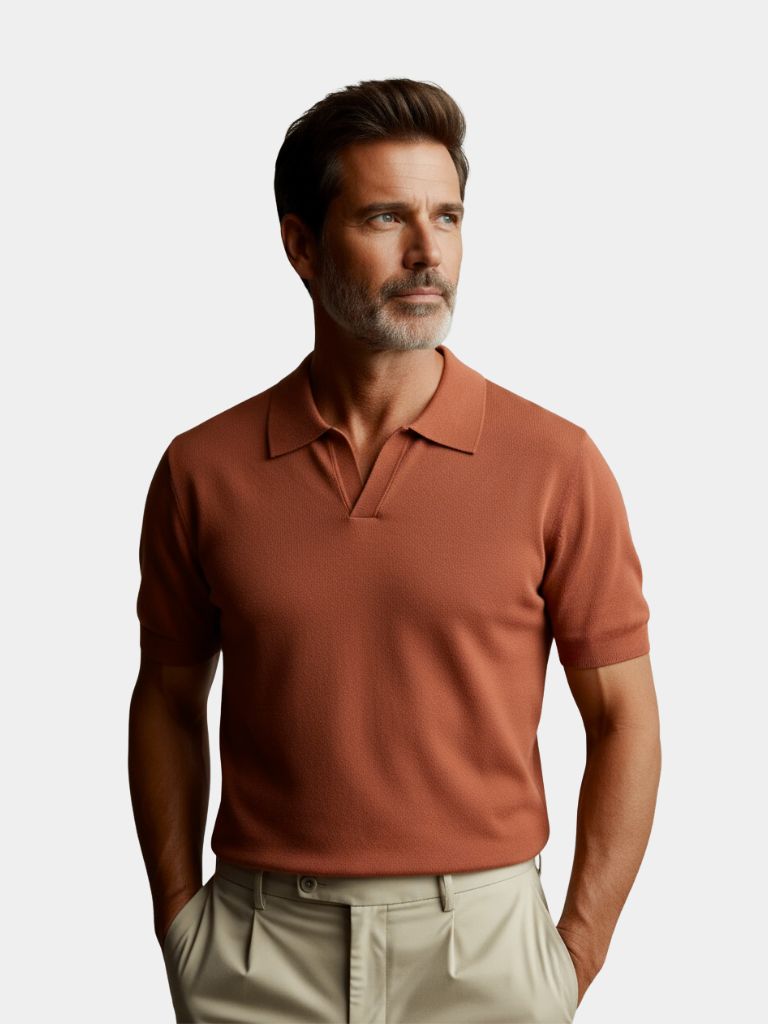 Buttonless Knit Polo Casual Shirt