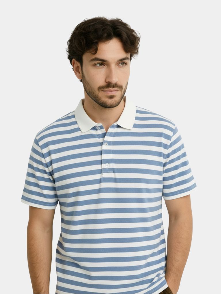 Aqua Nautical Polo – Classic Stylish Shirt