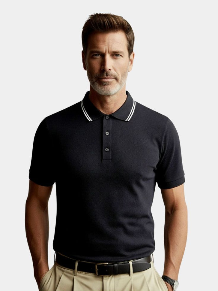 Obsidian Trim Polo - Refined Men's Fashion