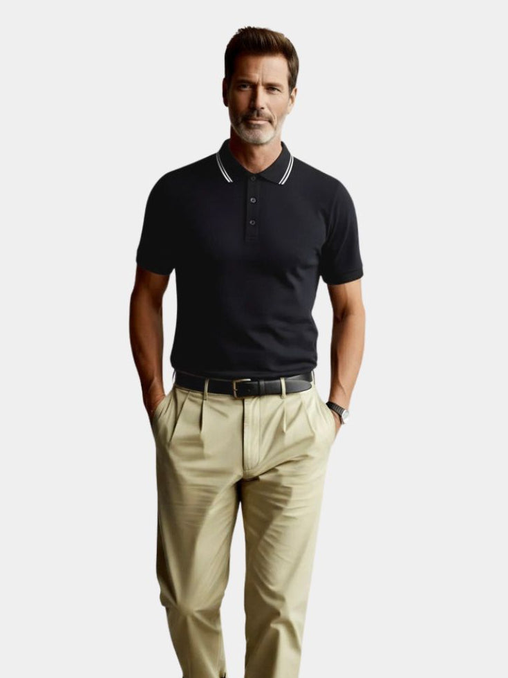 Obsidian Trim Polo - Refined Men's Fashion