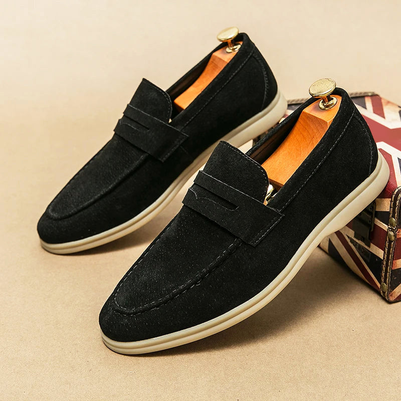 Elegant Suede Loafers | Italian Leather Footwear Slip-On Shoes | Viretti Milano