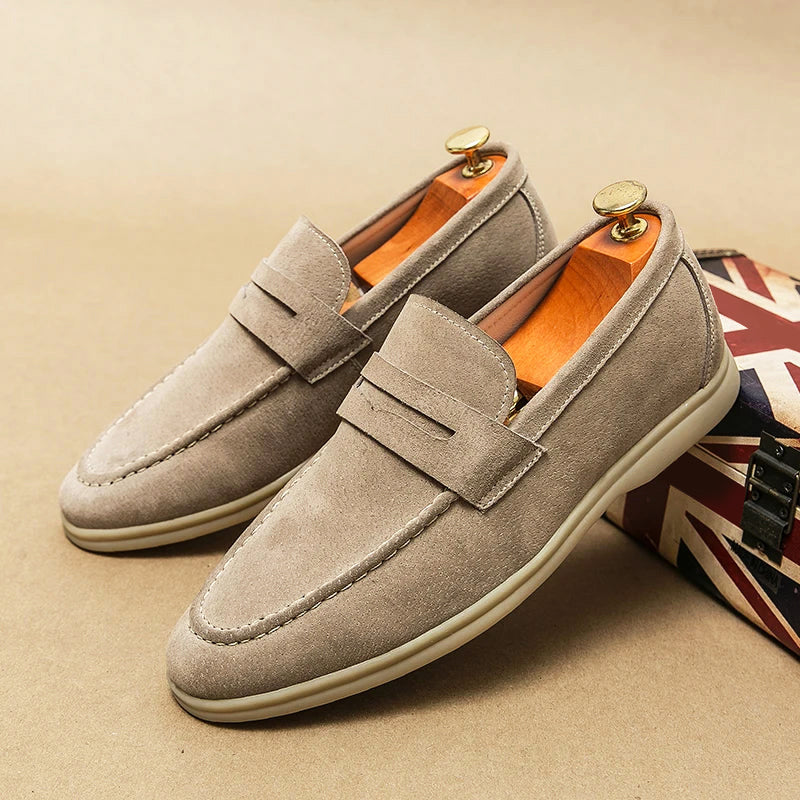 Elegant Suede Loafers | Italian Leather Footwear Slip-On Shoes | Viretti Milano