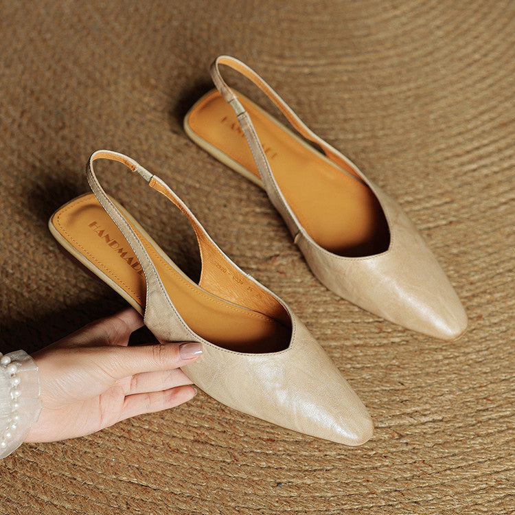 Genuine Leather Flats – Handmade Slingback