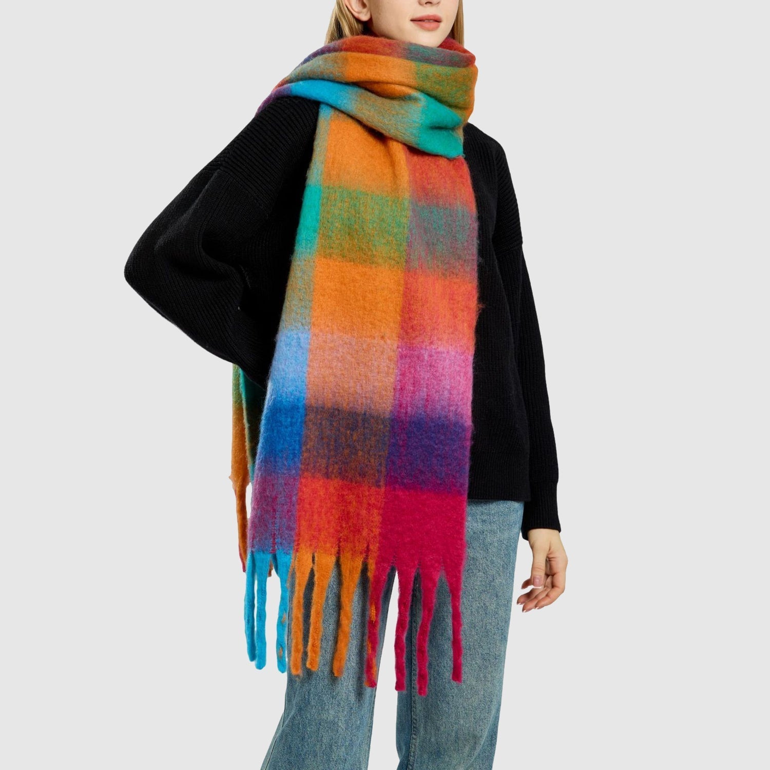 Rainbow Cascade Scarf – Vibrant Colorful Wrap
