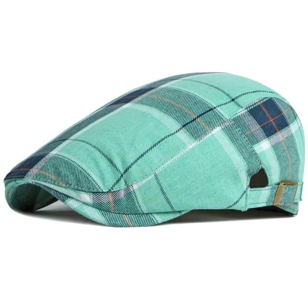 Plaid Cotton Flat Cap | Soft Breathable Hat
