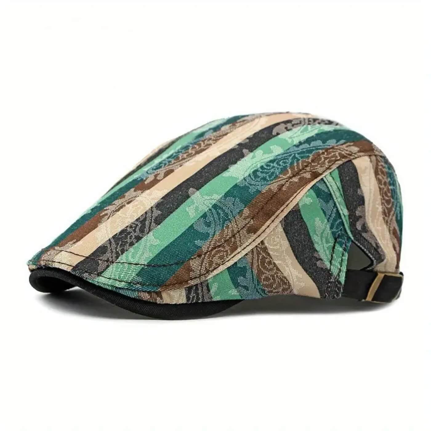 Striped Flat Cap – Lightweight Adjustable