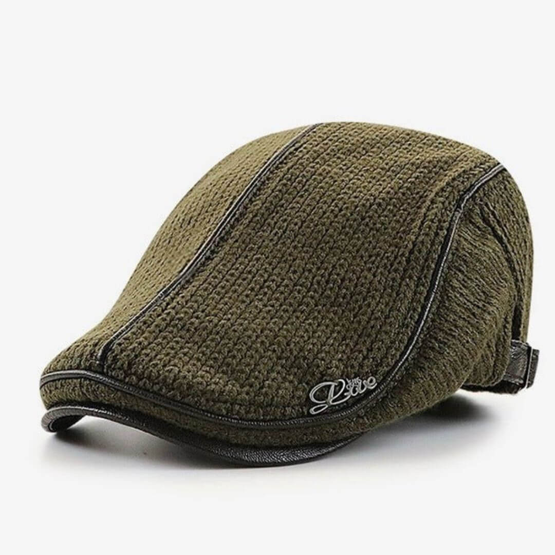 Knitted Flat Cap | Adjustable Leather Strap