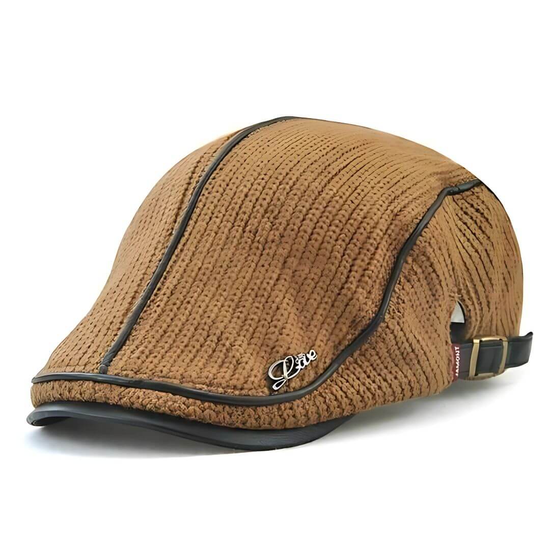 Knitted Flat Cap | Adjustable Leather Strap