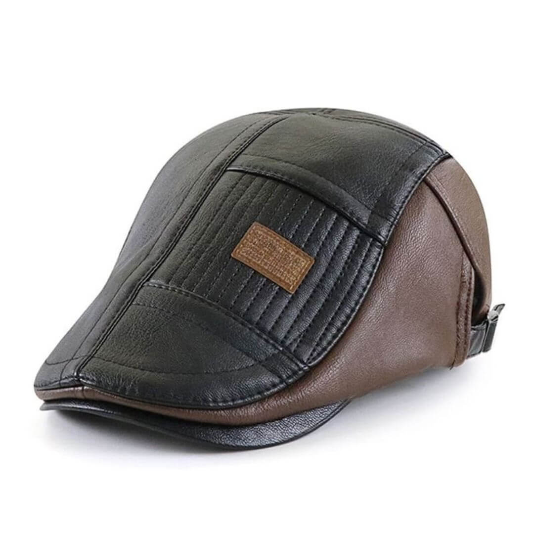 Vegan Leather Flat Cap - Stylish Adjustable