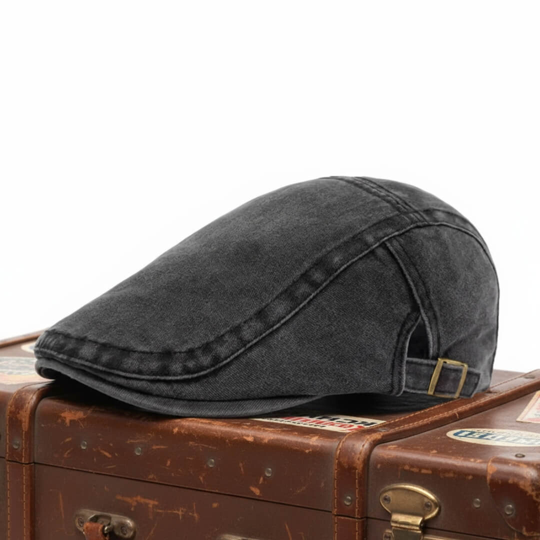 Washed Denim Flat Cap - Lightweight Comfort