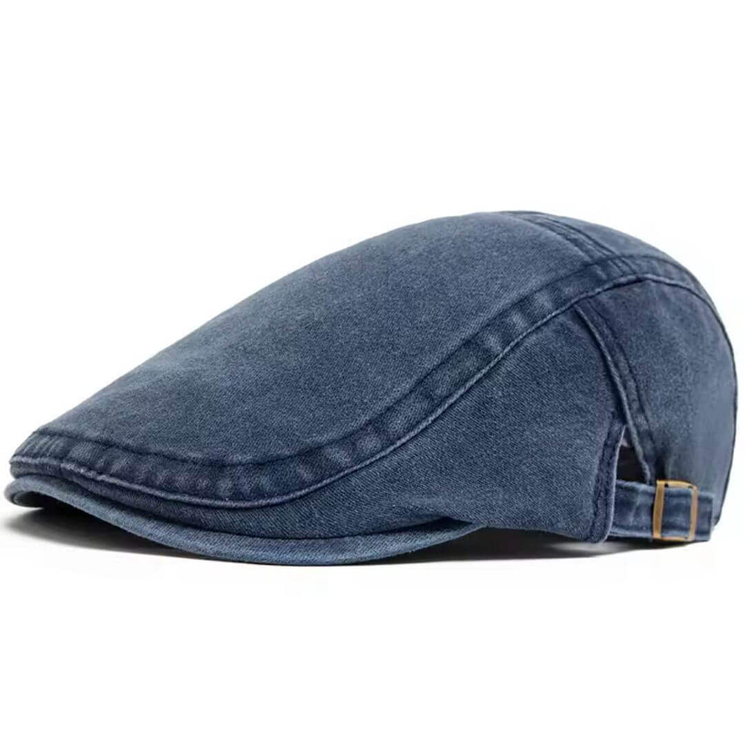 Washed Denim Flat Cap - Lightweight Comfort