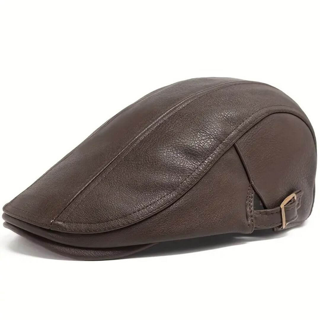 Leather Flat Cap – Classic Adjustable