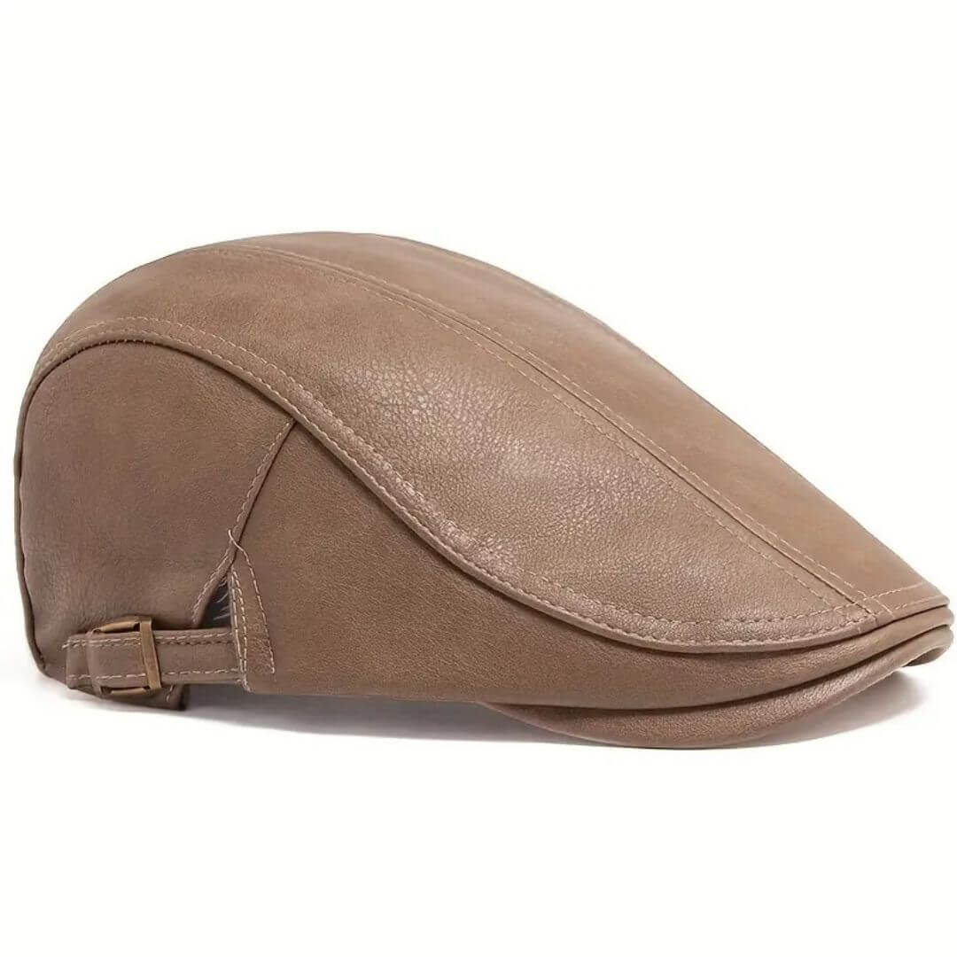 Leather Flat Cap – Classic Adjustable
