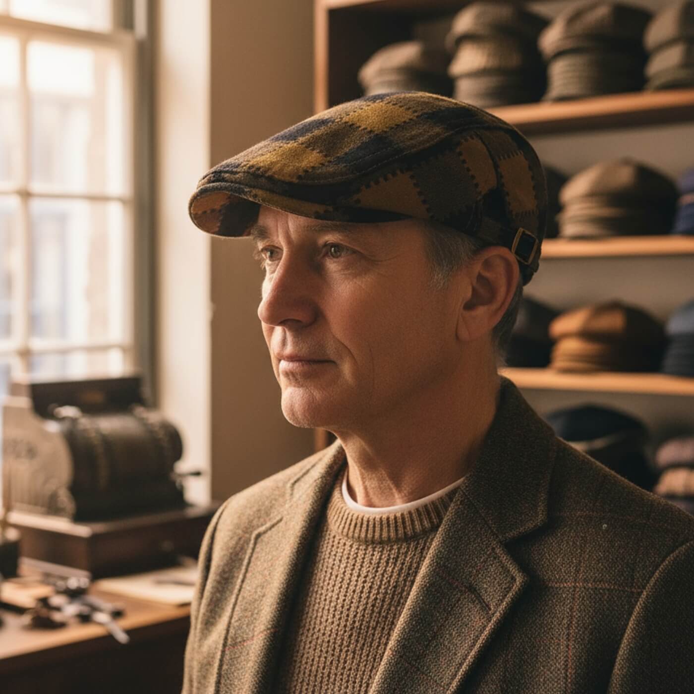 Plaid Flat Cap – Classic Cotton