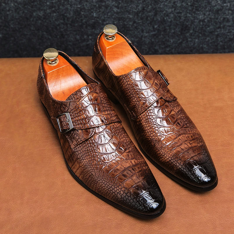 Retro Formal Shoes | Classic Crocodile Leather
