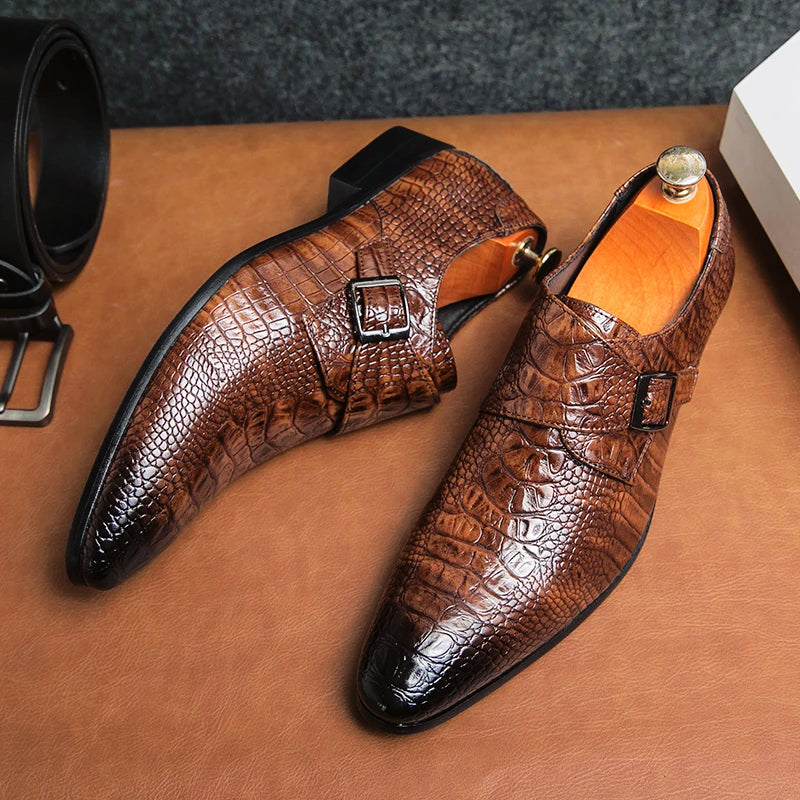 Retro Formal Shoes | Classic Crocodile Leather