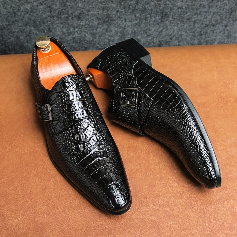 Retro Formal Shoes | Classic Crocodile Leather