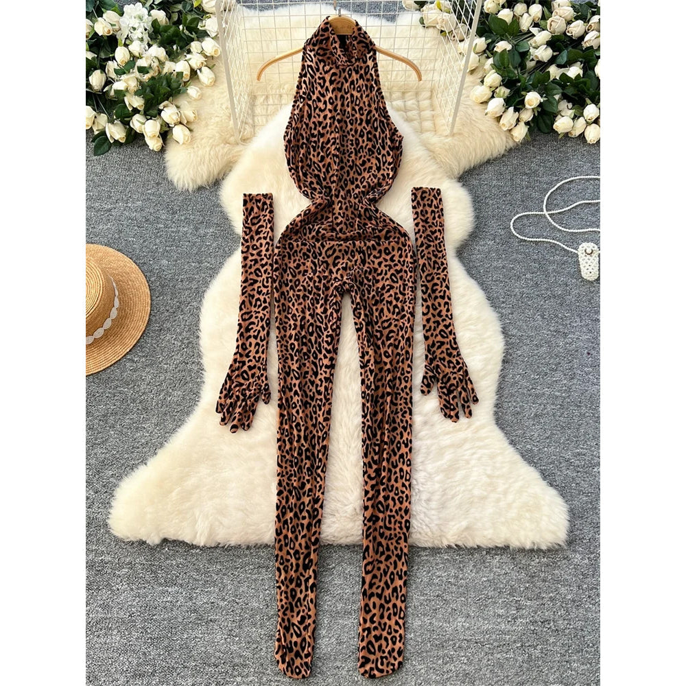 Leopard Print Jumpsuit - Sleek Tailored Fit
