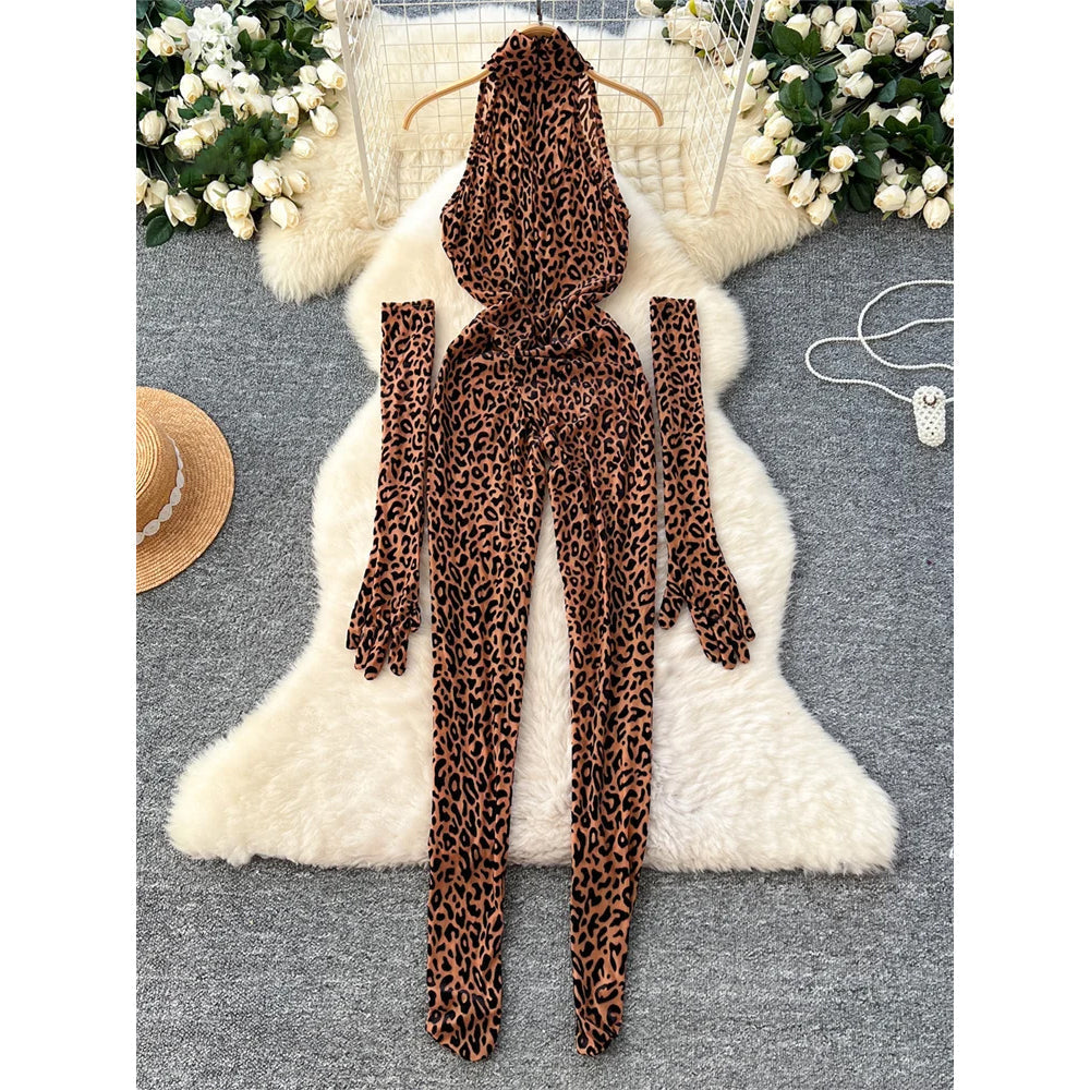 Leopard Print Jumpsuit - Sleek Tailored Fit