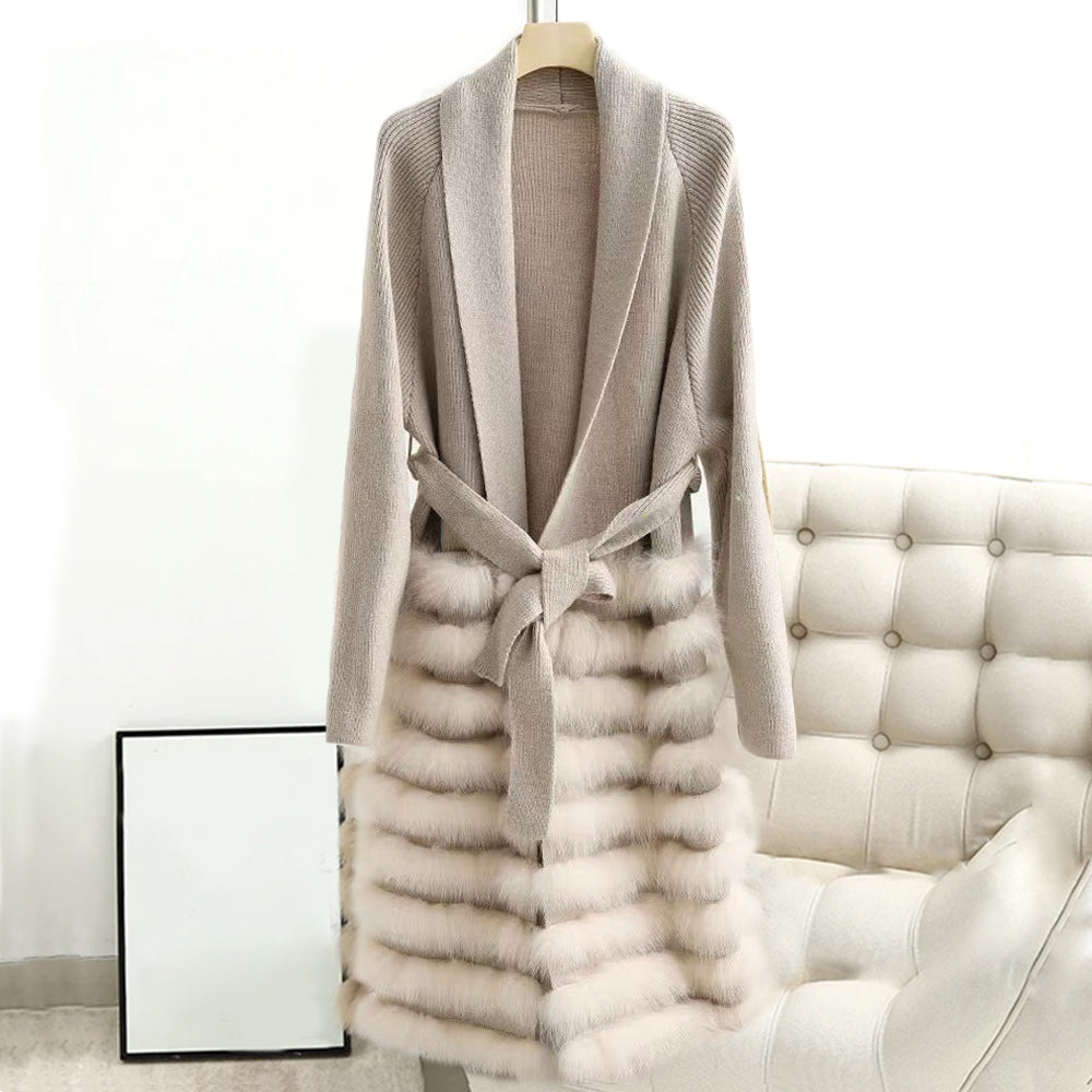 Wool Cardigan With Faux Fur