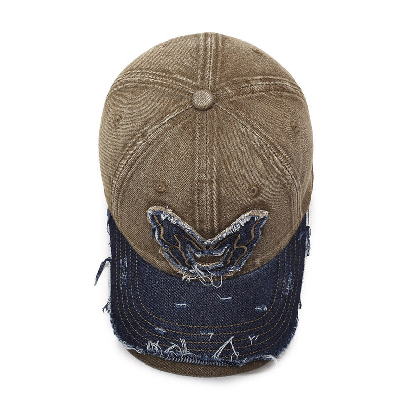 Denim Baseball Cap – Embroidered Butterfly