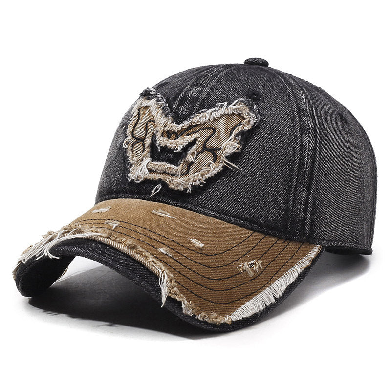 Denim Baseball Cap – Embroidered Butterfly