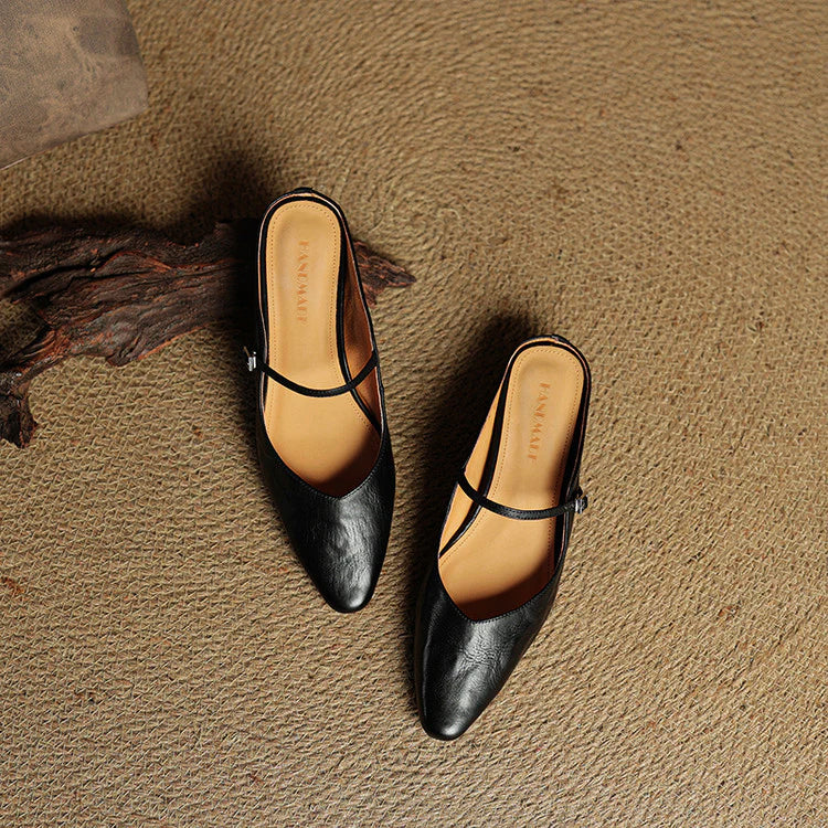 Leather Pointed Flats – Elegant Mary Jane