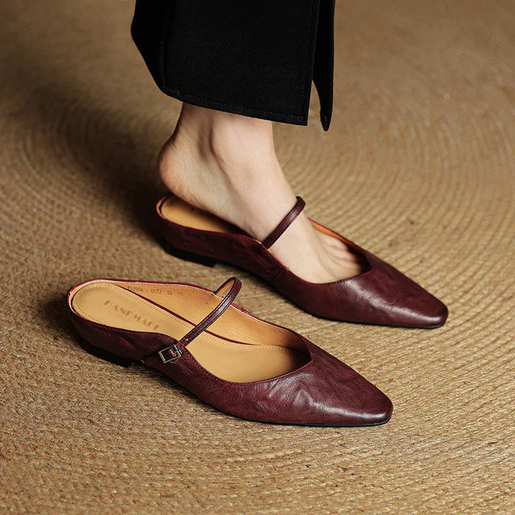 Leather Pointed Flats – Elegant Mary Jane