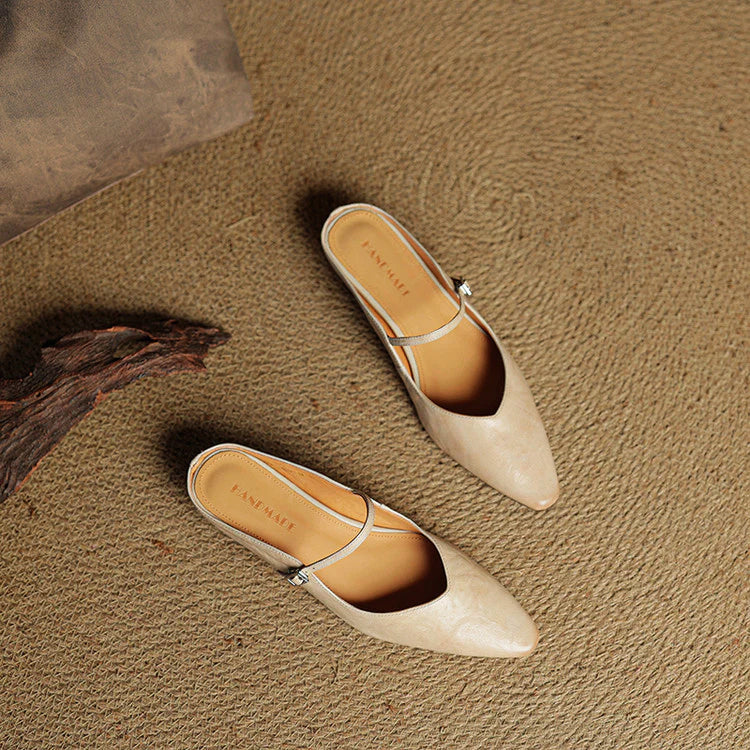 Leather Pointed Flats – Elegant Mary Jane
