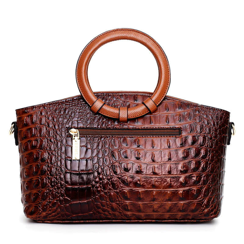 Vintage Leather Handbag – Crocodile Embossed Luxury