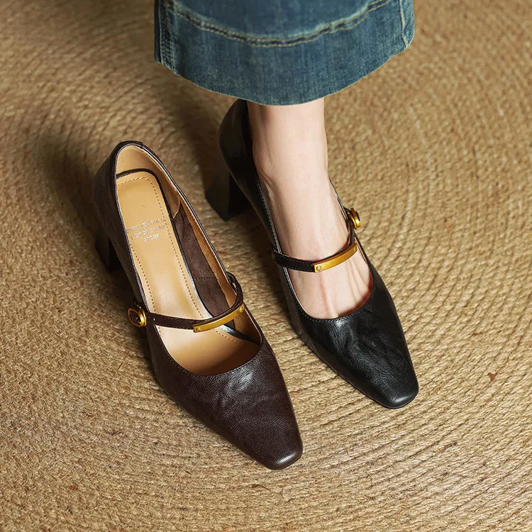 Leather Mary Jane Heels – Elegant Vintage