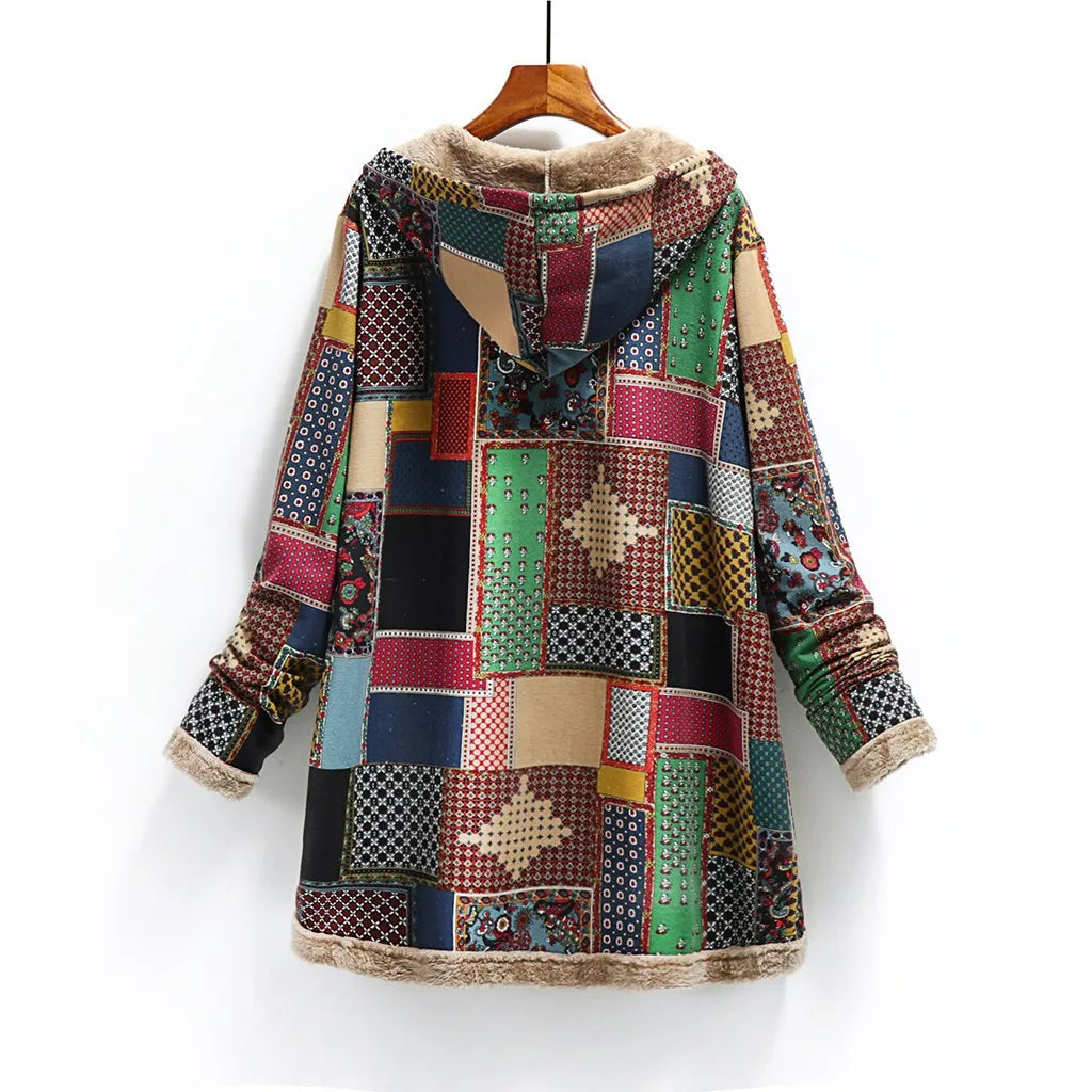 Fuzzy Patchwork Jacket | Warm Insulated Coat