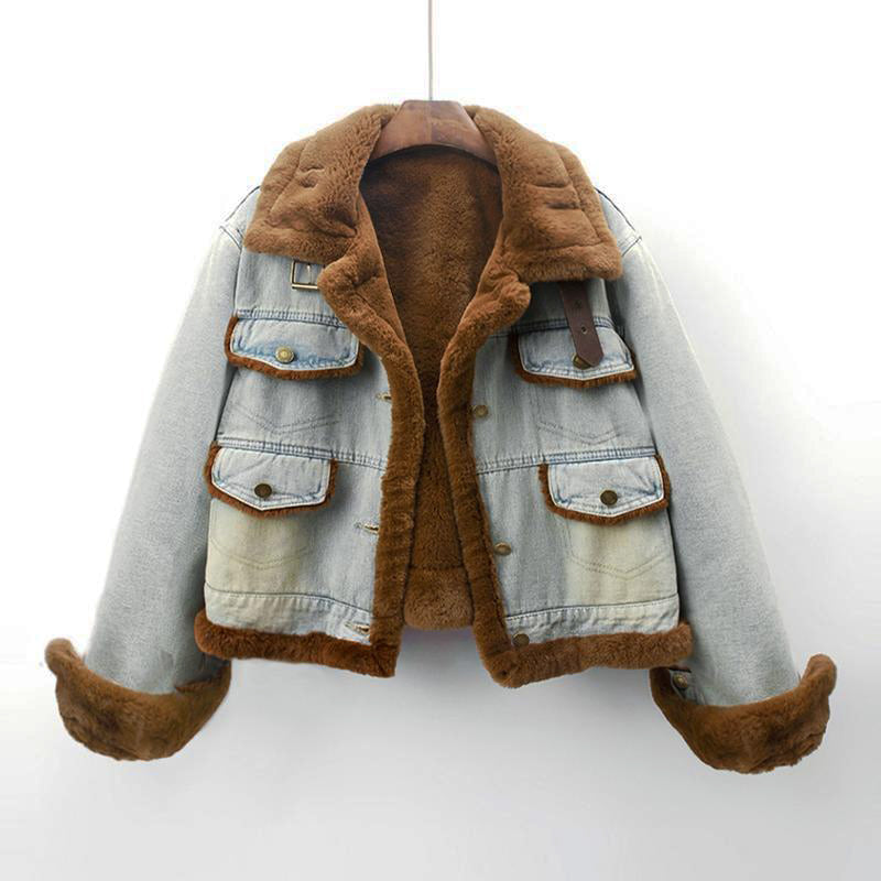 Vintage Denim Coat – Vegan Mink Luxury