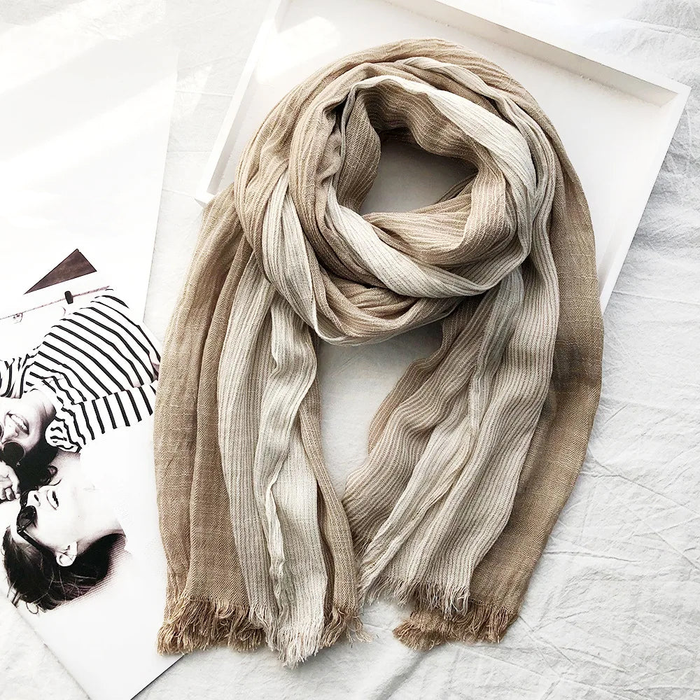 Striped Linen Scarf | Breathable Cotton Blend