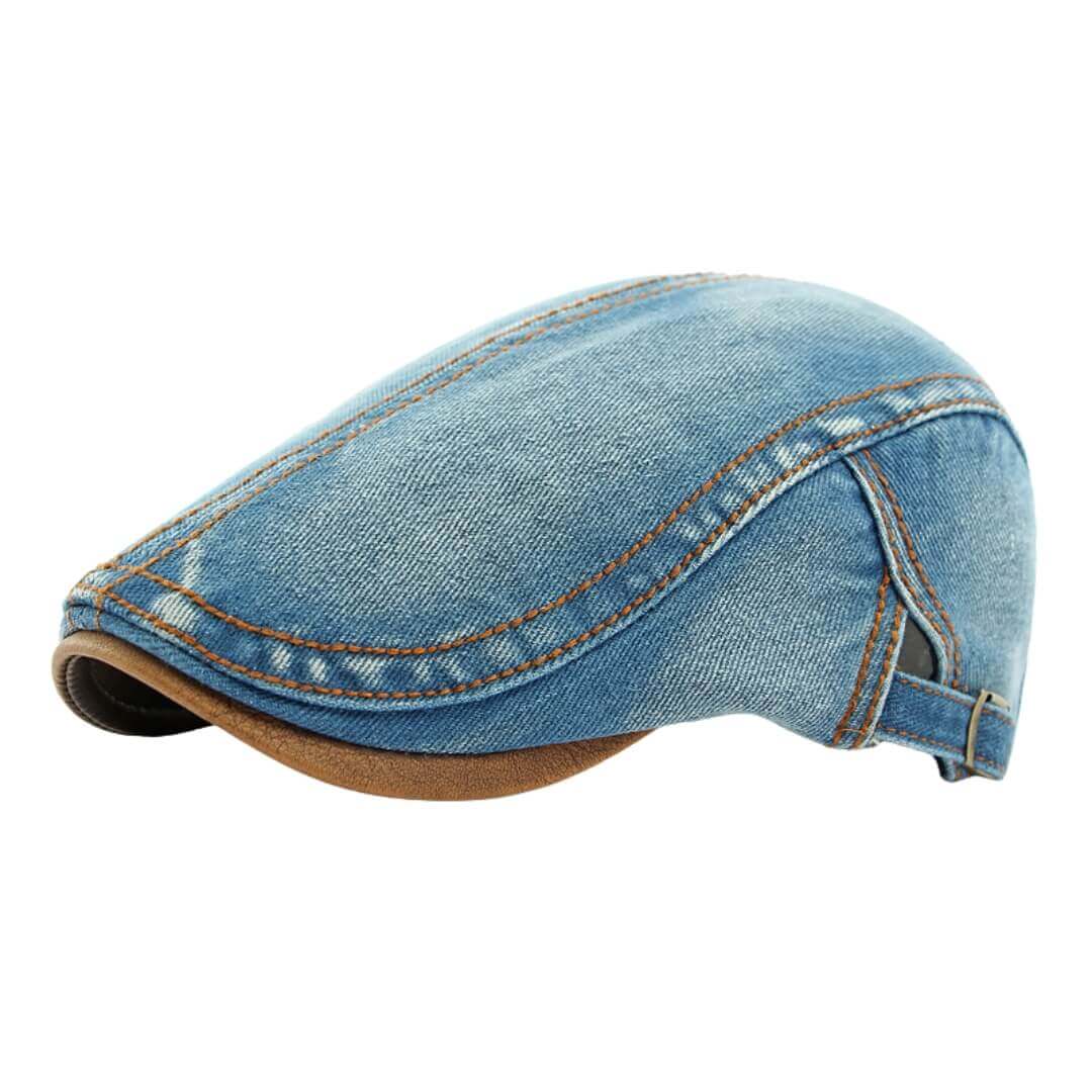 Denim Flat Cap - Adjustable Cotton