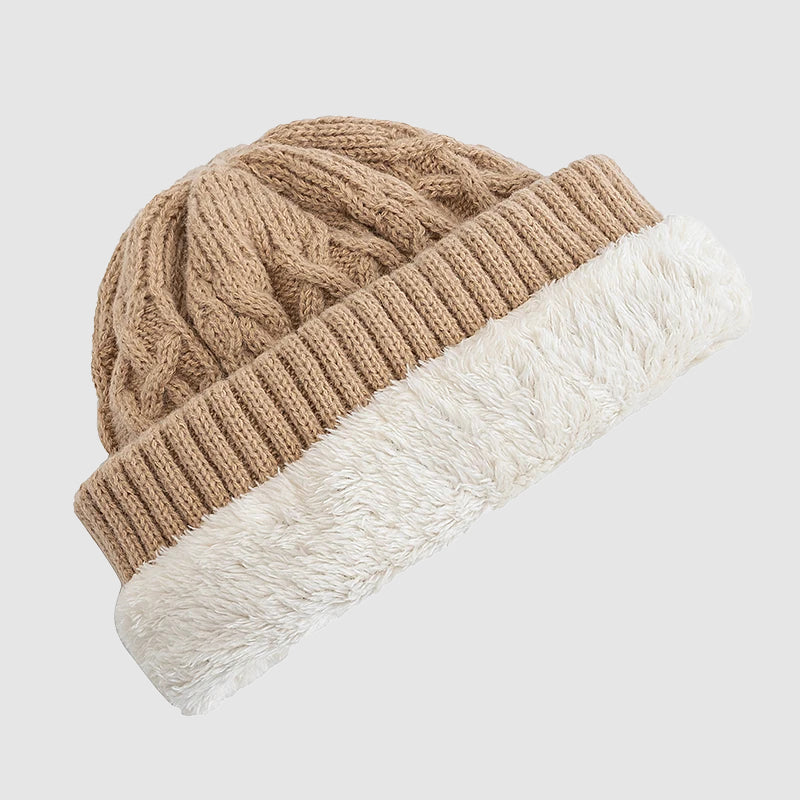 Knitted Beanie – Fold-Over Cuff