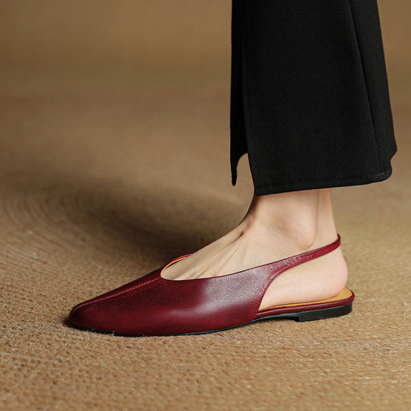 Leather Slingback Flats Cushioned Comfort