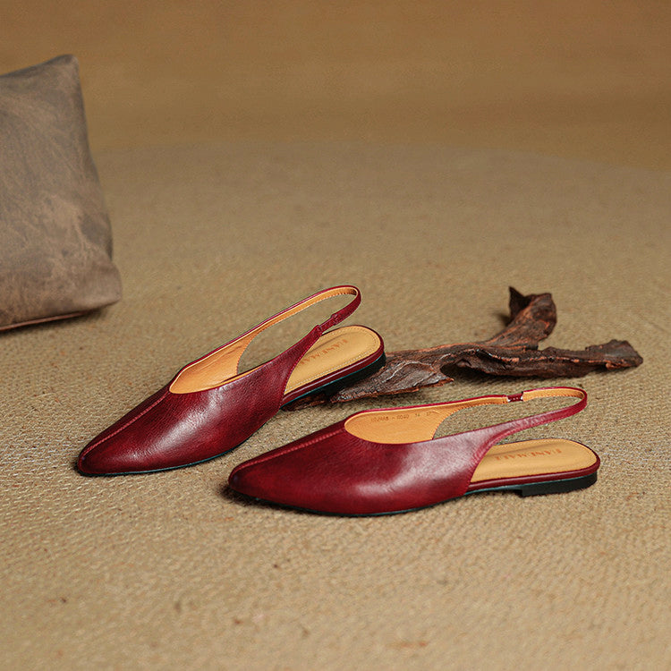 Leather Slingback Flats Cushioned Comfort